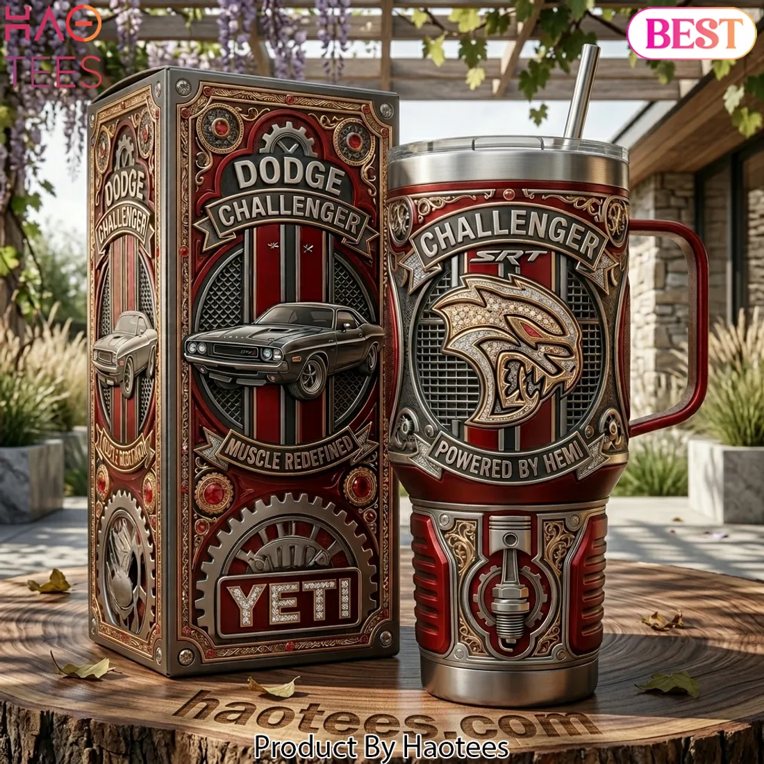 Dodge Challenger SRT Powered By Hemi Muscle Redefined 40oz Tumbler With Handle