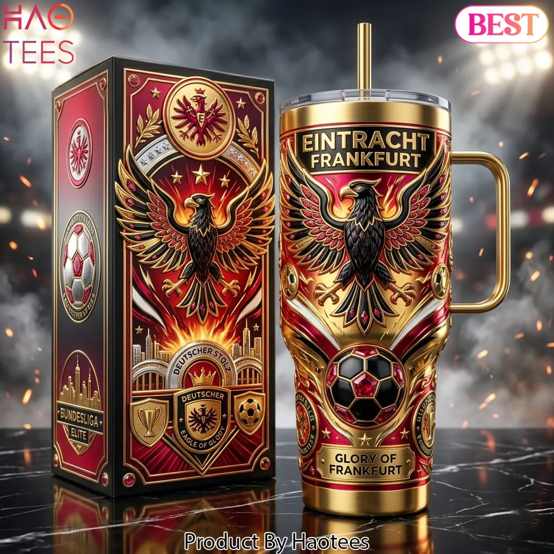 Eintracht Frankfurt Glory 3D Embossed Eagle Tumbler with Handle Eintracht Frankfurt Glory 3D Embossed Eagle Tumbler with Handle