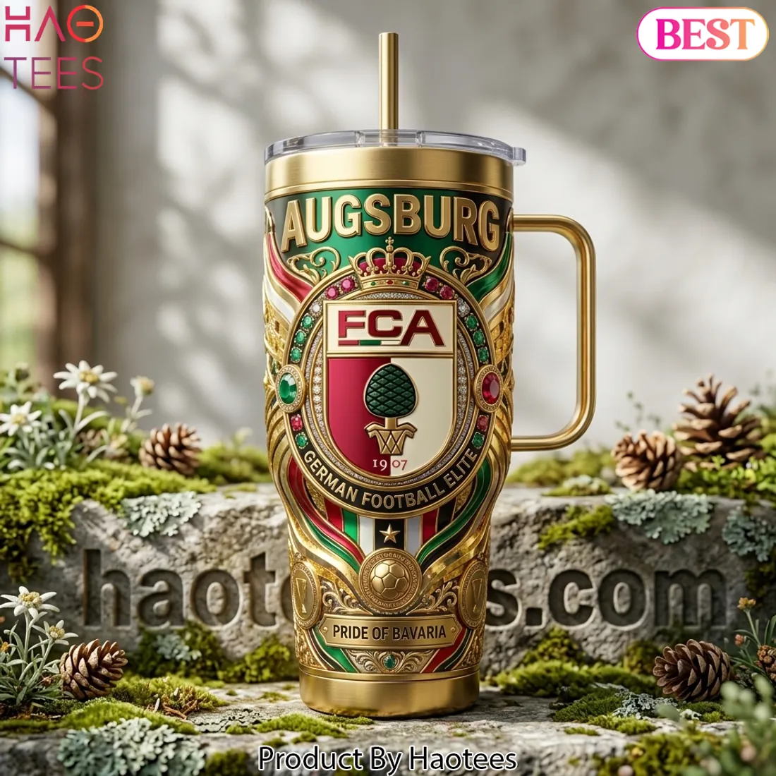 FC Augsburg Bundesliga Gold Ornate 40oz Tumbler With Handle