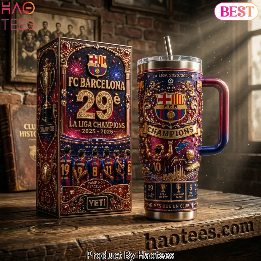 FC Barcelona 29th La Liga Champions 2025-2026 Premium 40oz Tumbler with Handle FC Barcelona 29th La Liga Champions 2025-2026 Premium 40oz Tumbler with Handle