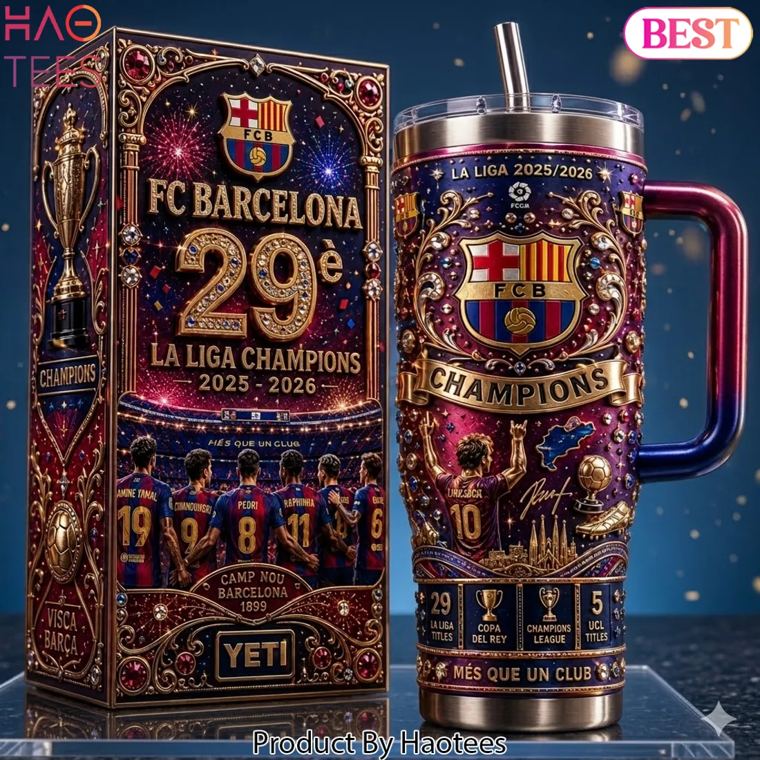 FC Barcelona 29th La Liga Champions 2025-2026 Premium 40oz Tumbler with Handle FC Barcelona 29th La Liga Champions 2025-2026 Premium 40oz Tumbler with Handle