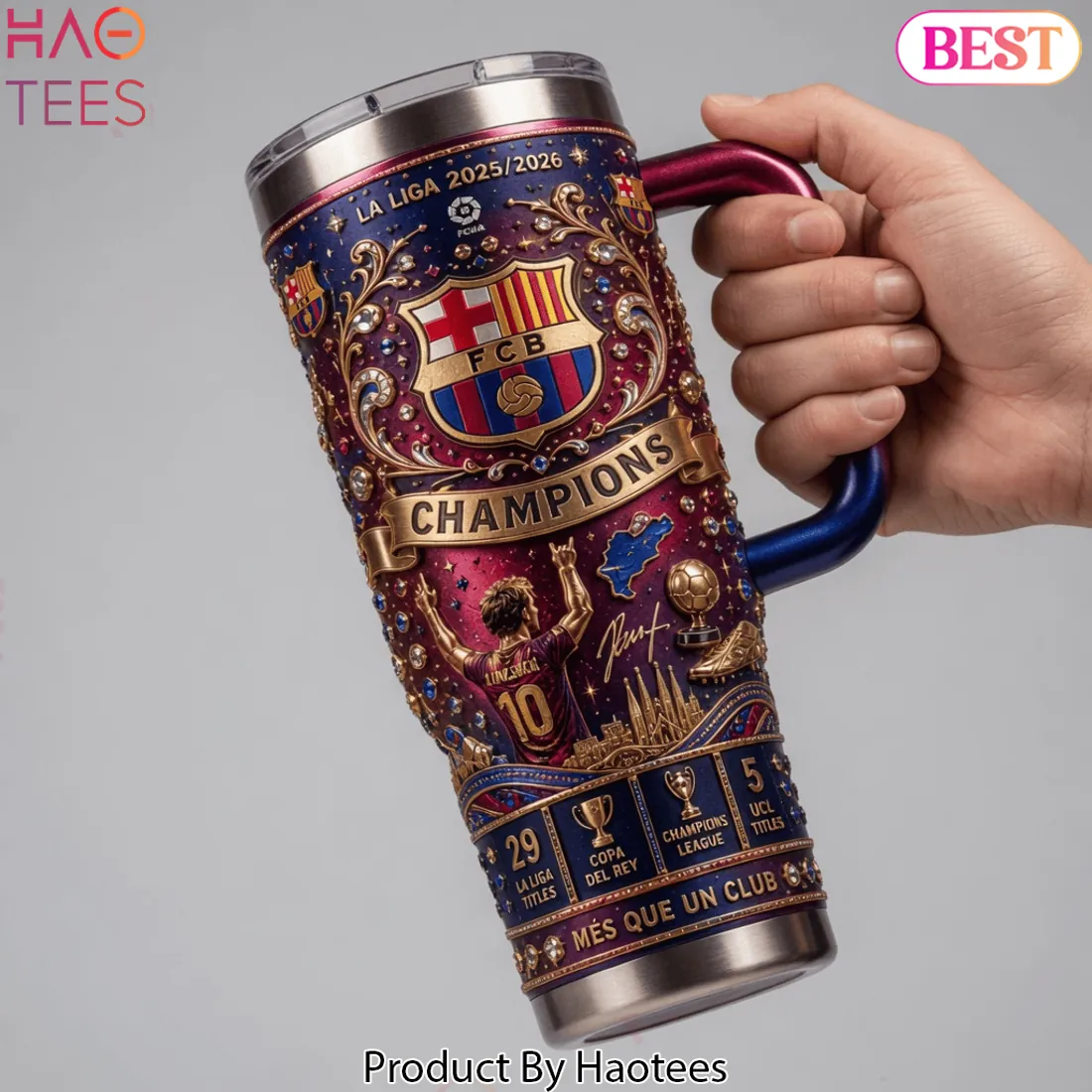 FC Barcelona 29th La Liga Champions 2025-2026 Premium 40oz Tumbler with Handle FC Barcelona 29th La Liga Champions 2025-2026 Premium 40oz Tumbler with Handle