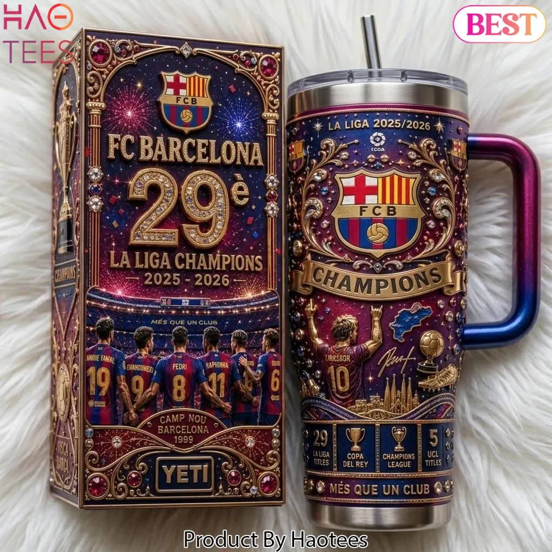 FC Barcelona 29th La Liga Champions 2025-2026 Premium 40oz Tumbler with Handle FC Barcelona 29th La Liga Champions 2025-2026 Premium 40oz Tumbler with Handle