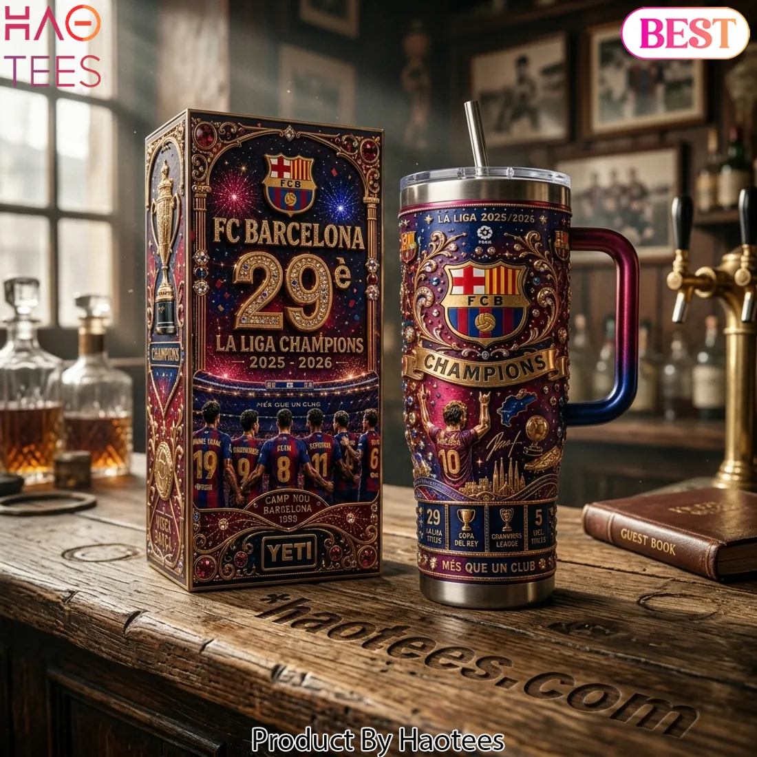 FC Barcelona 29th La Liga Champions 2025-2026 Premium 40oz Tumbler with Handle