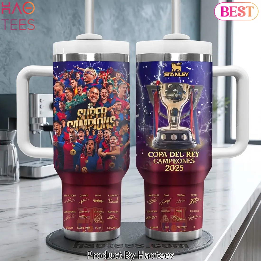 FC Barcelona Super Champions Player Signatures Handle Tumbler FC Barcelona Super Champions Player Signatures Handle Tumbler