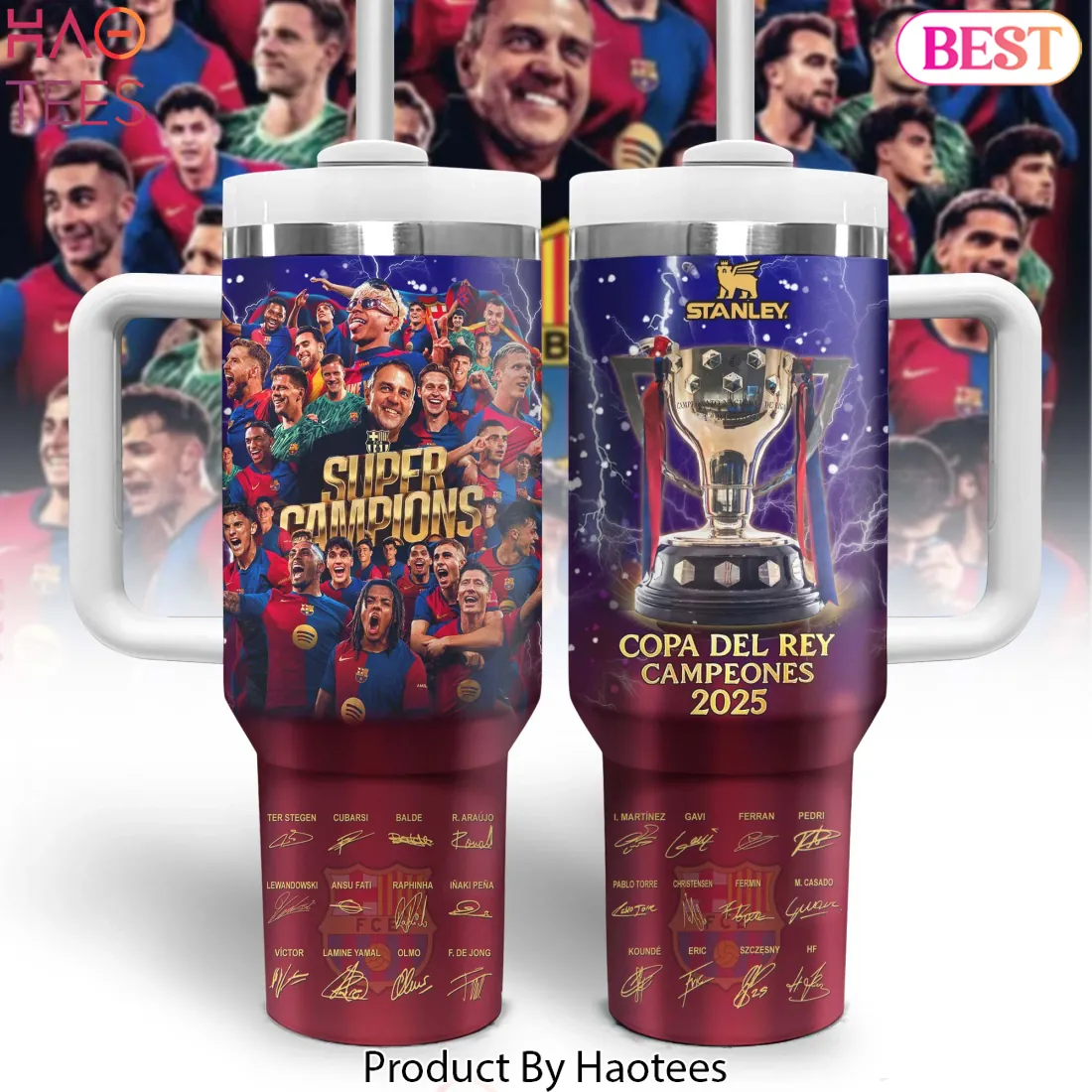 FC Barcelona Super Champions Player Signatures Handle Tumbler FC Barcelona Super Champions Player Signatures Handle Tumbler