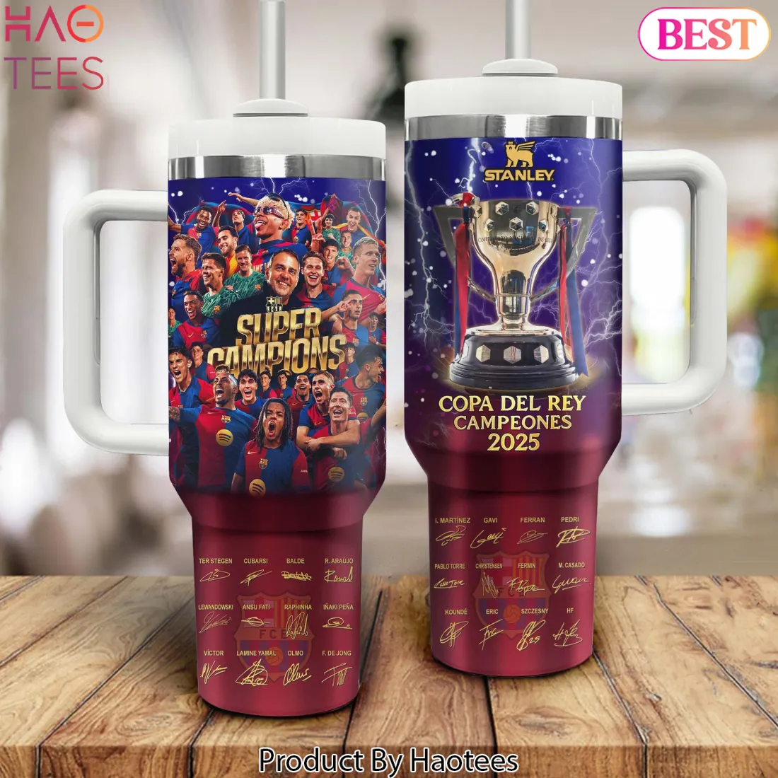 FC Barcelona Super Champions Player Signatures Handle Tumbler FC Barcelona Super Champions Player Signatures Handle Tumbler