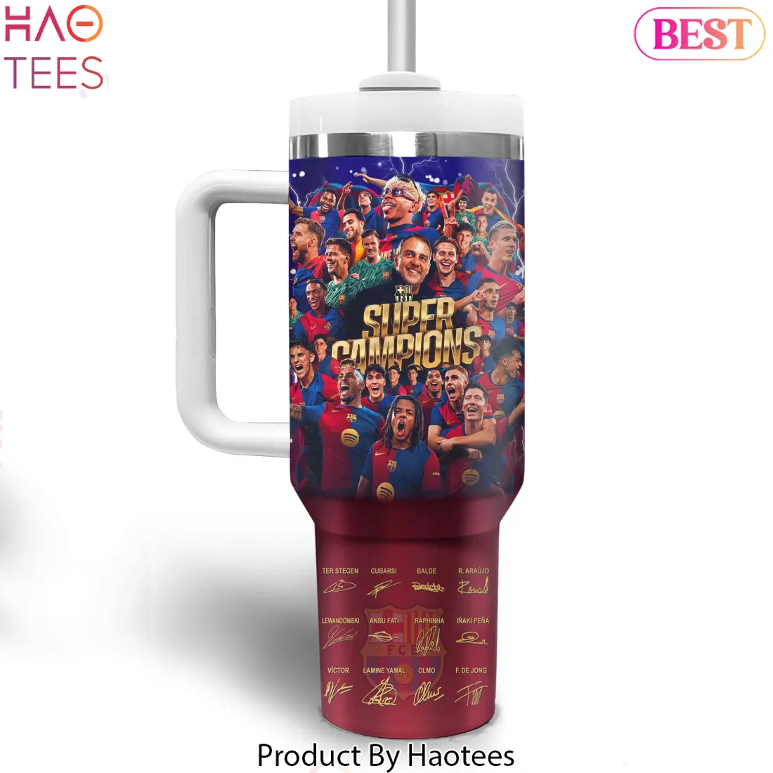 FC Barcelona Super Champions Player Signatures Handle Tumbler FC Barcelona Super Champions Player Signatures Handle Tumbler