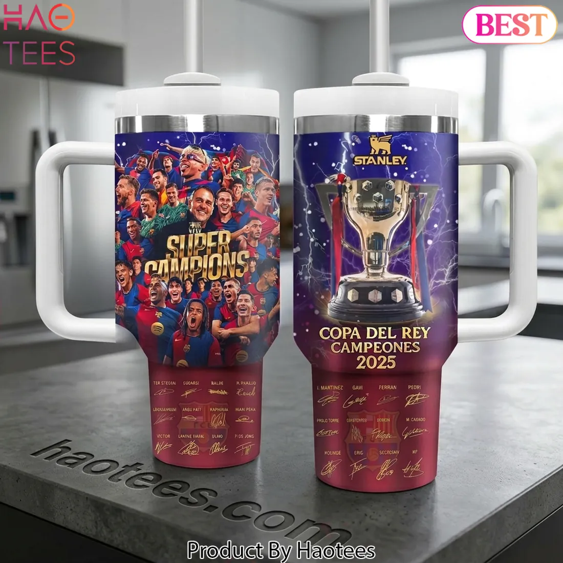FC Barcelona Super Champions Player Signatures Handle Tumbler