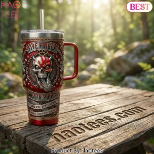 Five Finger Death Punch Skull 40oz Insulated Tumbler With Handle
