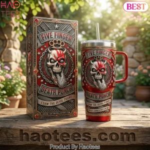 Five Finger Death Punch Skull 40oz Insulated Tumbler With Handle