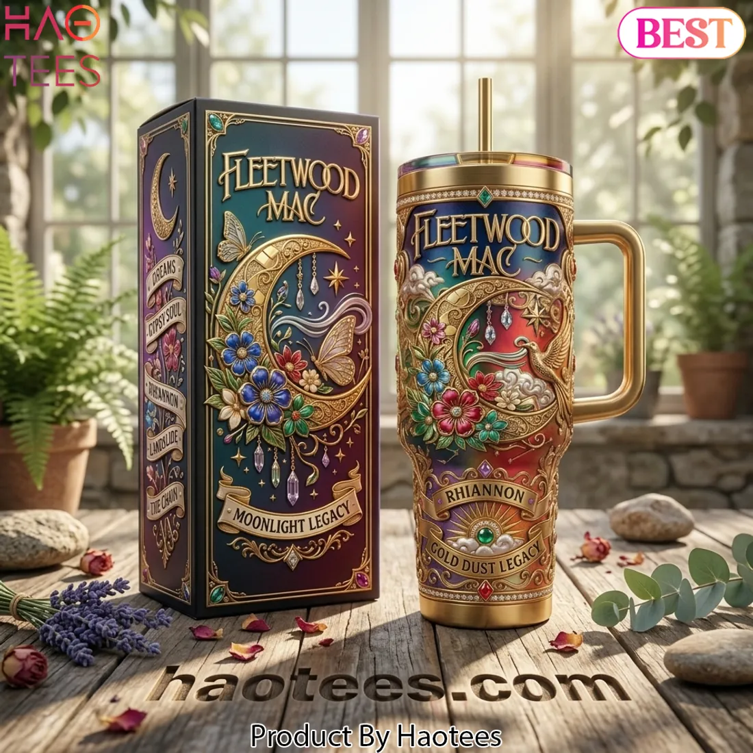 Fleetwood Mac Moonlight Legacy Gold Embossed Tumbler with Handle