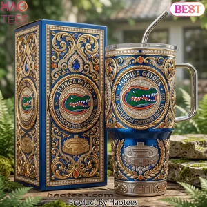 Florida Gators Southeastern Conference Football Luxury 3D Gold Filigree Yeti Tumbler