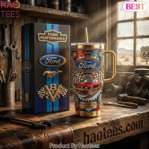 Ford Performance Mustang Classic Car Premium 3D Gold Luxury 40oz Tumbler With Handle