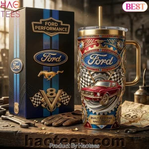 Ford Performance Mustang Classic Car Premium 3D Gold Luxury 40oz Tumbler With Handle