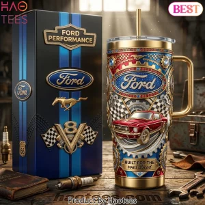 Ford Performance Mustang Classic Car Premium 3D Gold Luxury 40oz Tumbler With Handle