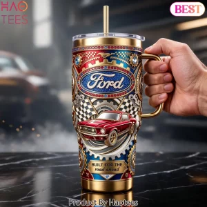 Ford Performance Mustang Classic Car Premium 3D Gold Luxury 40oz Tumbler With Handle
