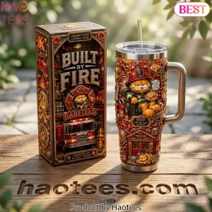 Garfield Firefighter 3D Built By Fire Premium 40oz Tumbler With Handle
