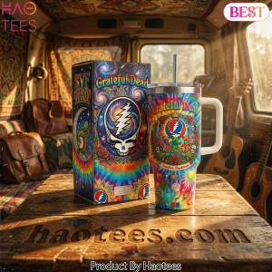 Grateful Dead Steal Your Face Psychedelic 40oz Tumbler With Handle