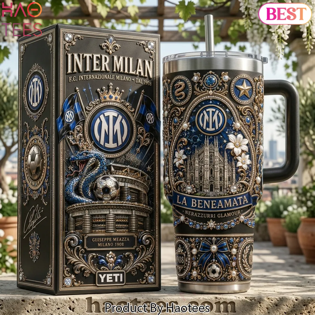 Inter Milan Luxury Giuseppe Meazza 1908 40oz Tumbler With Handle Inter Milan Luxury Giuseppe Meazza 1908 40oz Tumbler With Handle