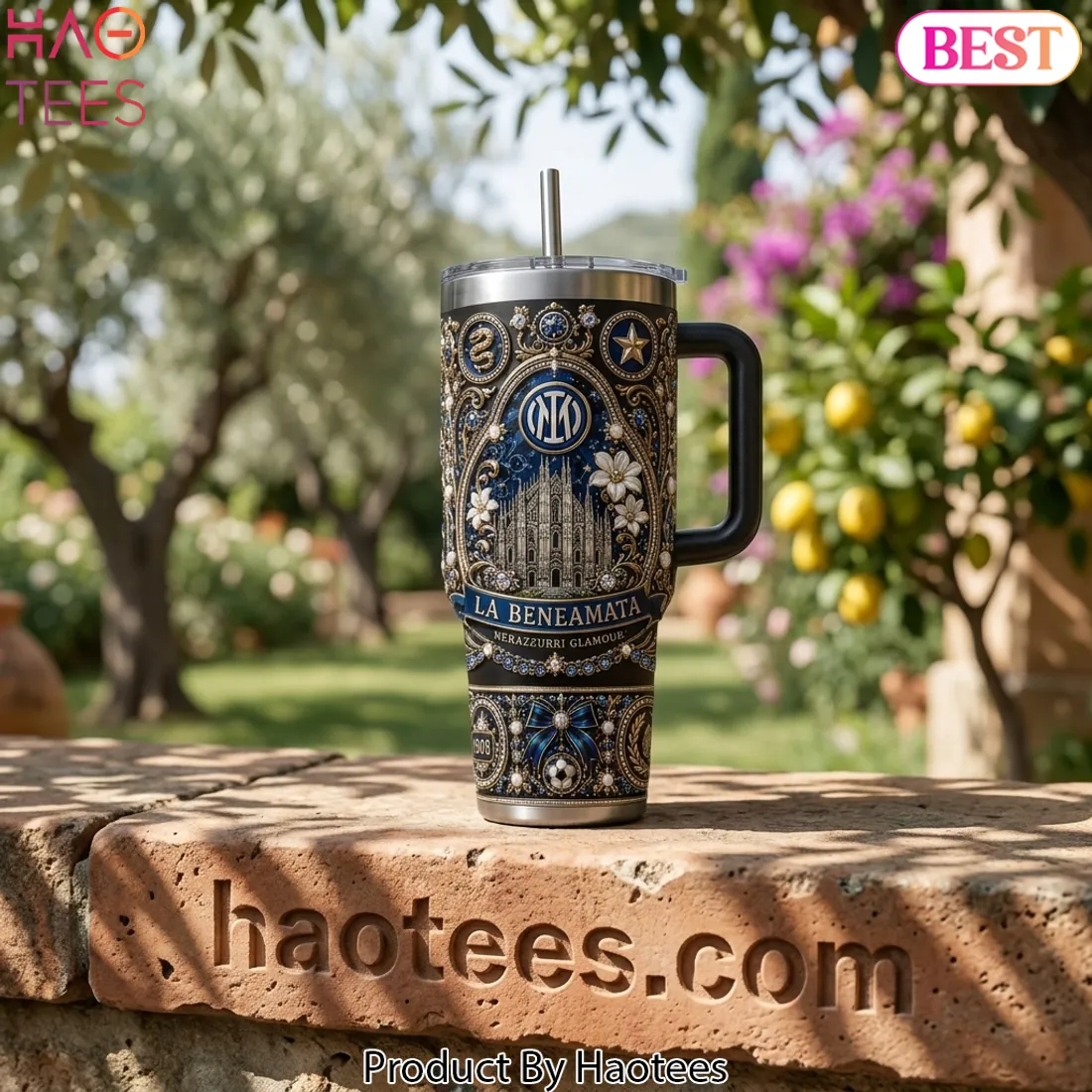 Inter Milan Luxury Giuseppe Meazza 1908 40oz Tumbler With Handle Inter Milan Luxury Giuseppe Meazza 1908 40oz Tumbler With Handle