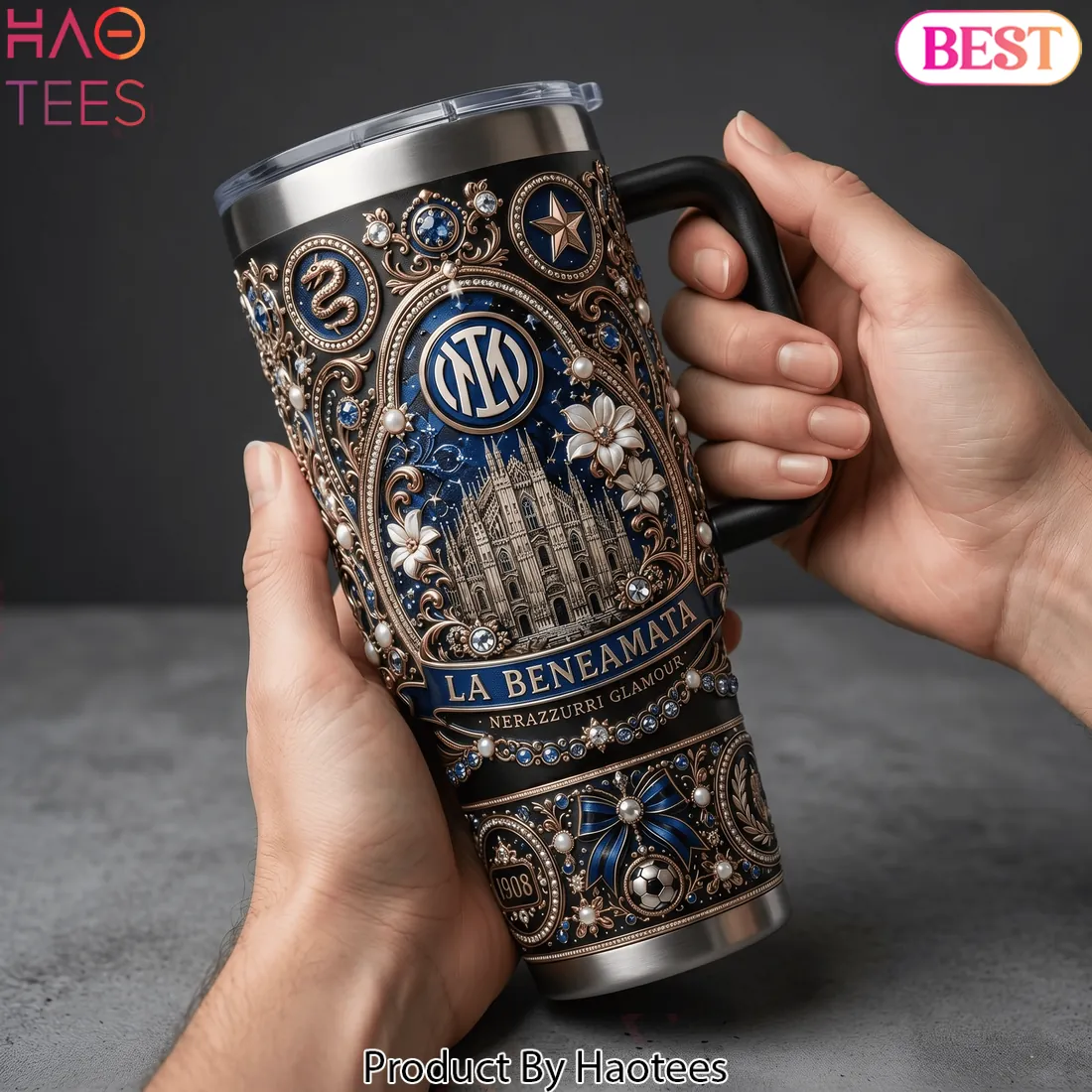 Inter Milan Luxury Giuseppe Meazza 1908 40oz Tumbler With Handle Inter Milan Luxury Giuseppe Meazza 1908 40oz Tumbler With Handle
