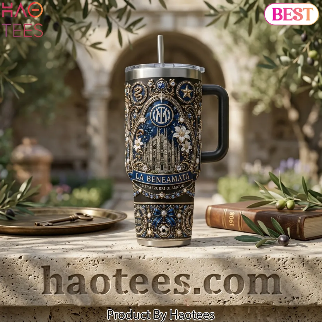 Inter Milan Luxury Giuseppe Meazza 1908 40oz Tumbler With Handle