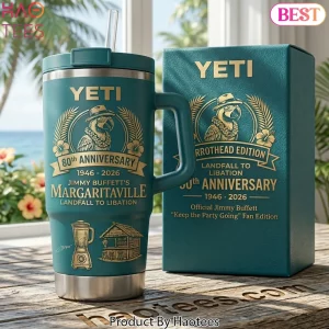 Jimmy Buffett Margaritaville 80th Anniversary Parrothead YETI Handled Tumbler