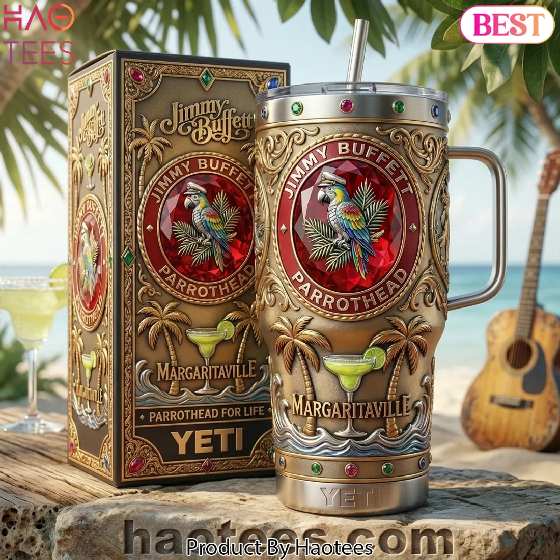 Jimmy Buffett Margaritaville Parrot Head YETI Handled Tumbler Jimmy Buffett Margaritaville Parrot Head YETI Handled Tumbler