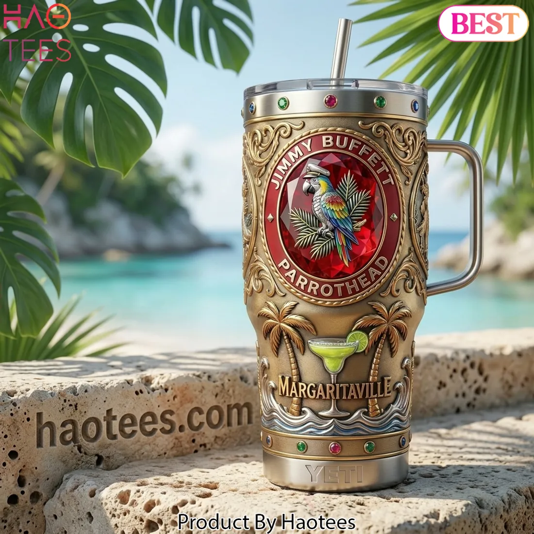 Jimmy Buffett Margaritaville Parrot Head YETI Handled Tumbler Jimmy Buffett Margaritaville Parrot Head YETI Handled Tumbler