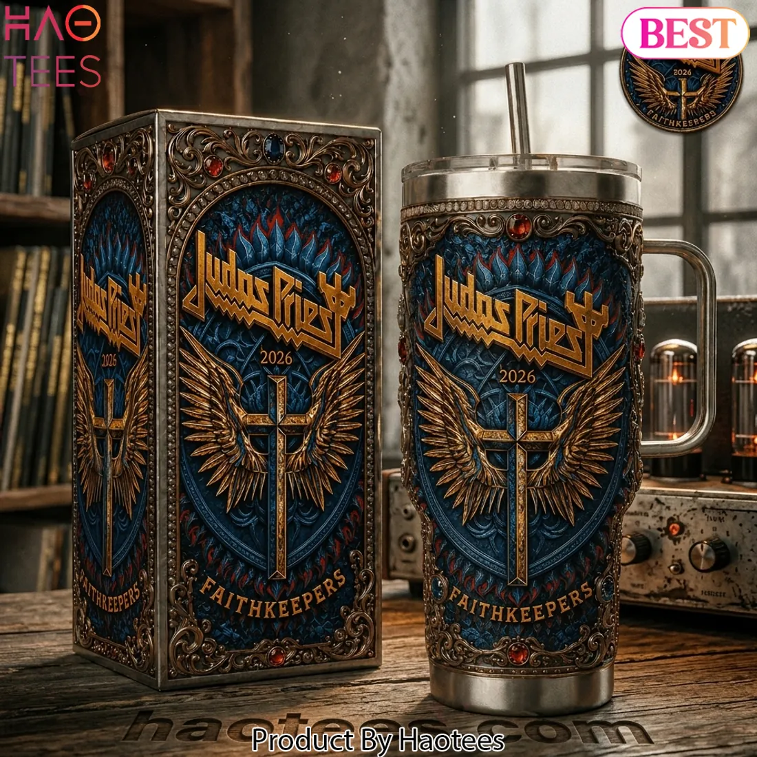 Judas Priest Faithkeepers 2026 3D Effect Insulated Tumbler