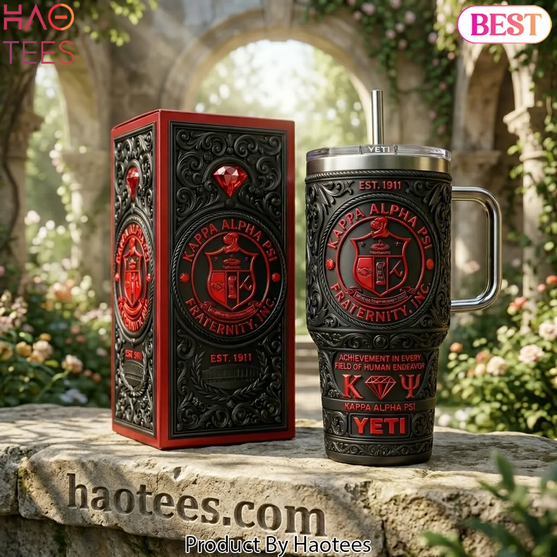Kappa Alpha Psi Fraternity Est 1911 3D Embossed Premium Handle Tumbler