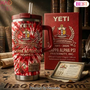 Kappa Alpha Psi Nupes 115th Anniversary Commemorative Red Tie Dye Handle Tumbler