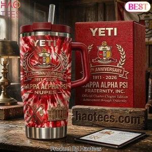 Kappa Alpha Psi Nupes 115th Anniversary Commemorative Red Tie Dye Handle Tumbler