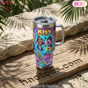 KISS Rock Band Tropical Chibi 40oz Insulated Tumbler With Handle