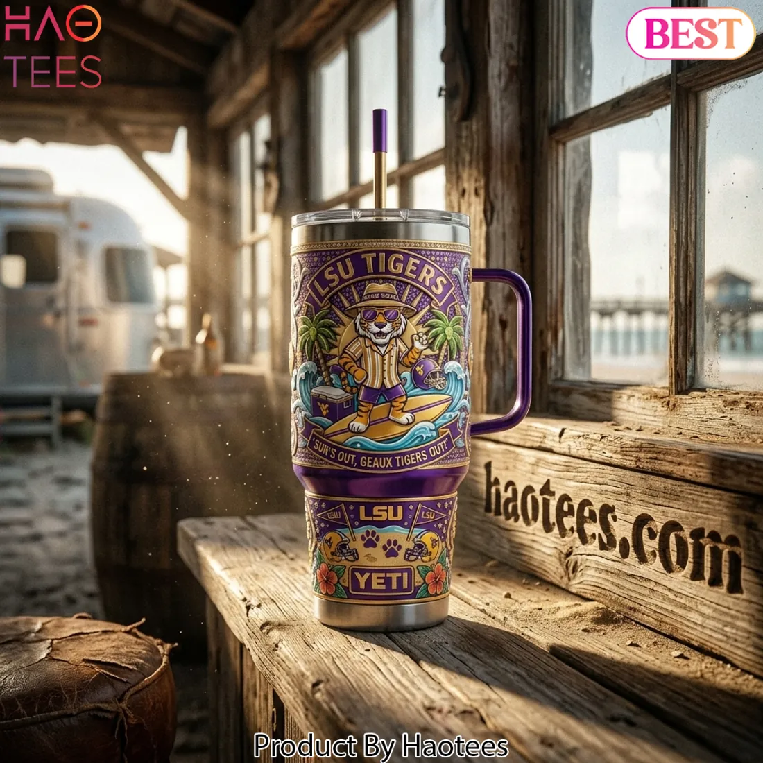 LSU Tigers Summer Tailgate Beach Club 40oz Tumbler With Handle