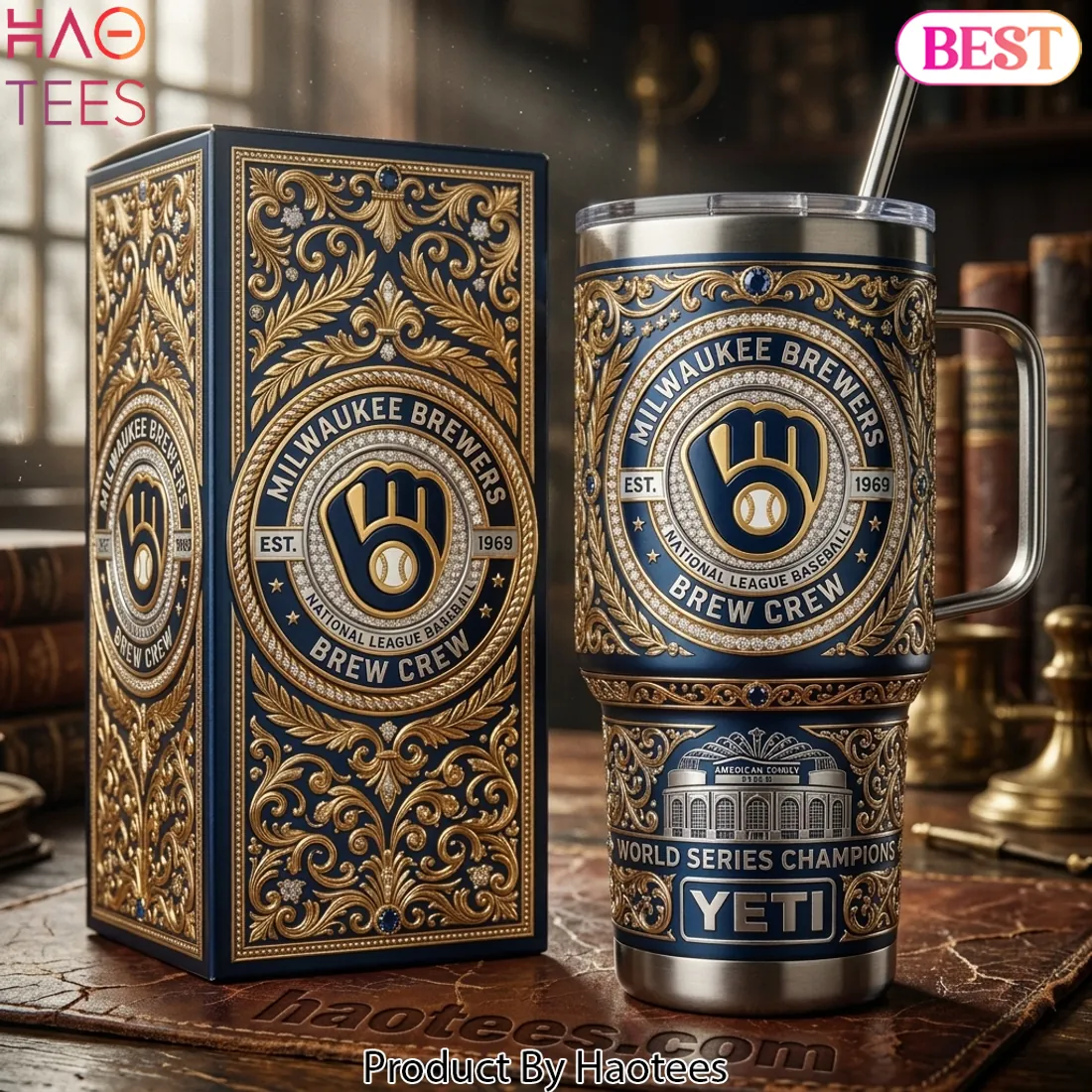 Milwaukee Brewers World Series Champions Luxury YETI Tumbler with Handle