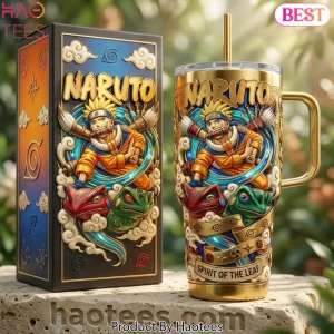 Naruto Golden 3D Embossed Spirit of the Leaf 40oz Tumbler With Handle