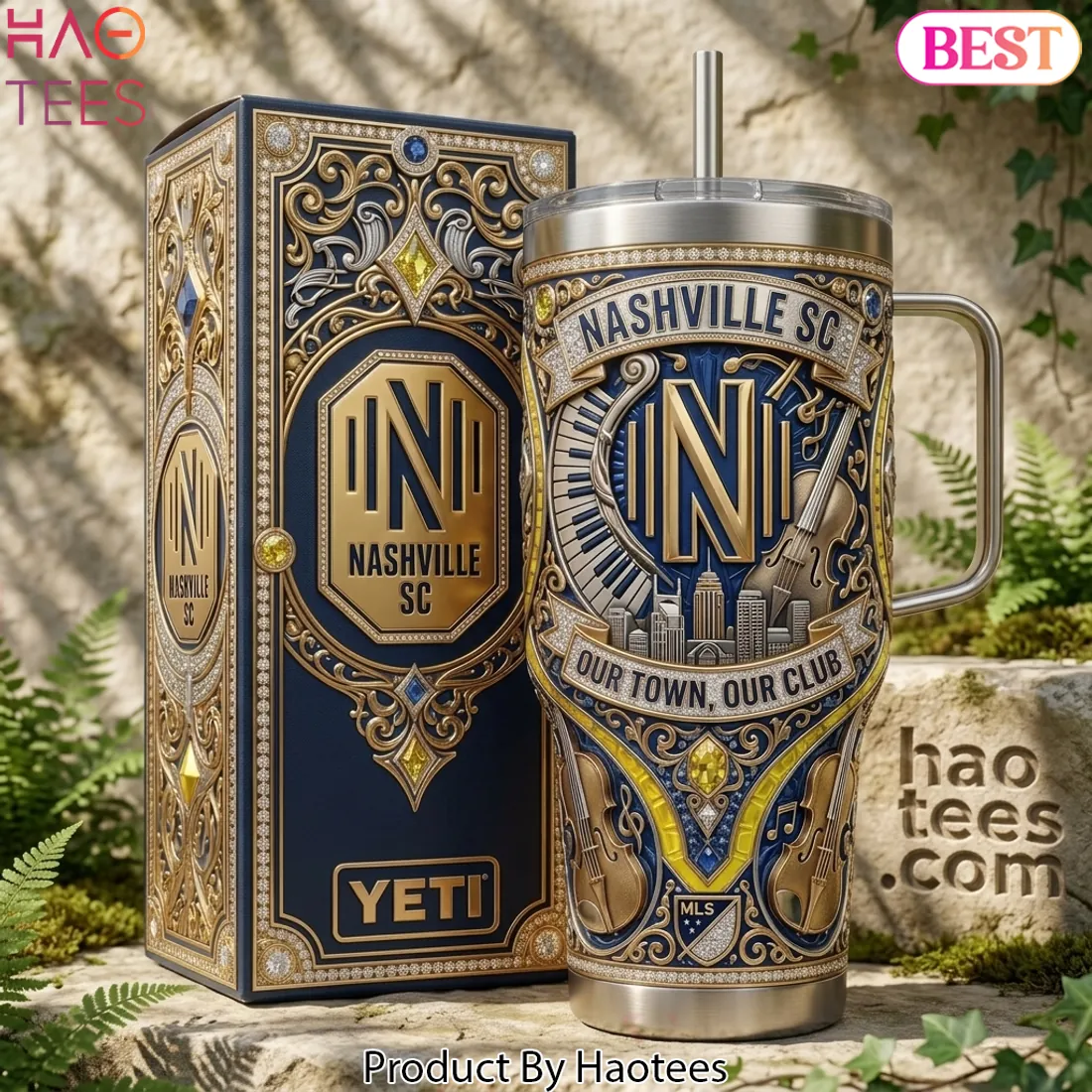 Nashville SC Our Town Our Club Premium 3D Embossed 40oz Tumbler With Handle