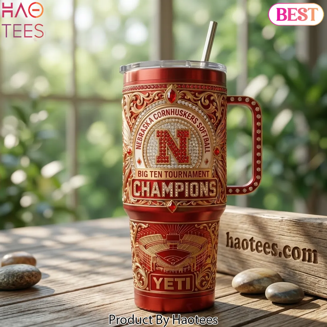 Nebraska Cornhuskers Softball Big Ten Champions Luxury Jeweled Tumbler