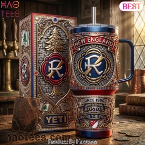 New England Revolution Boston MLS Bring The Fight Premium 3D Embossed 40oz Tumbler With Handle