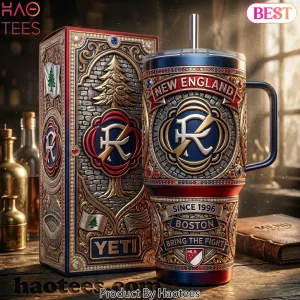 New England Revolution Boston MLS Bring The Fight Premium 3D Embossed 40oz Tumbler With Handle
