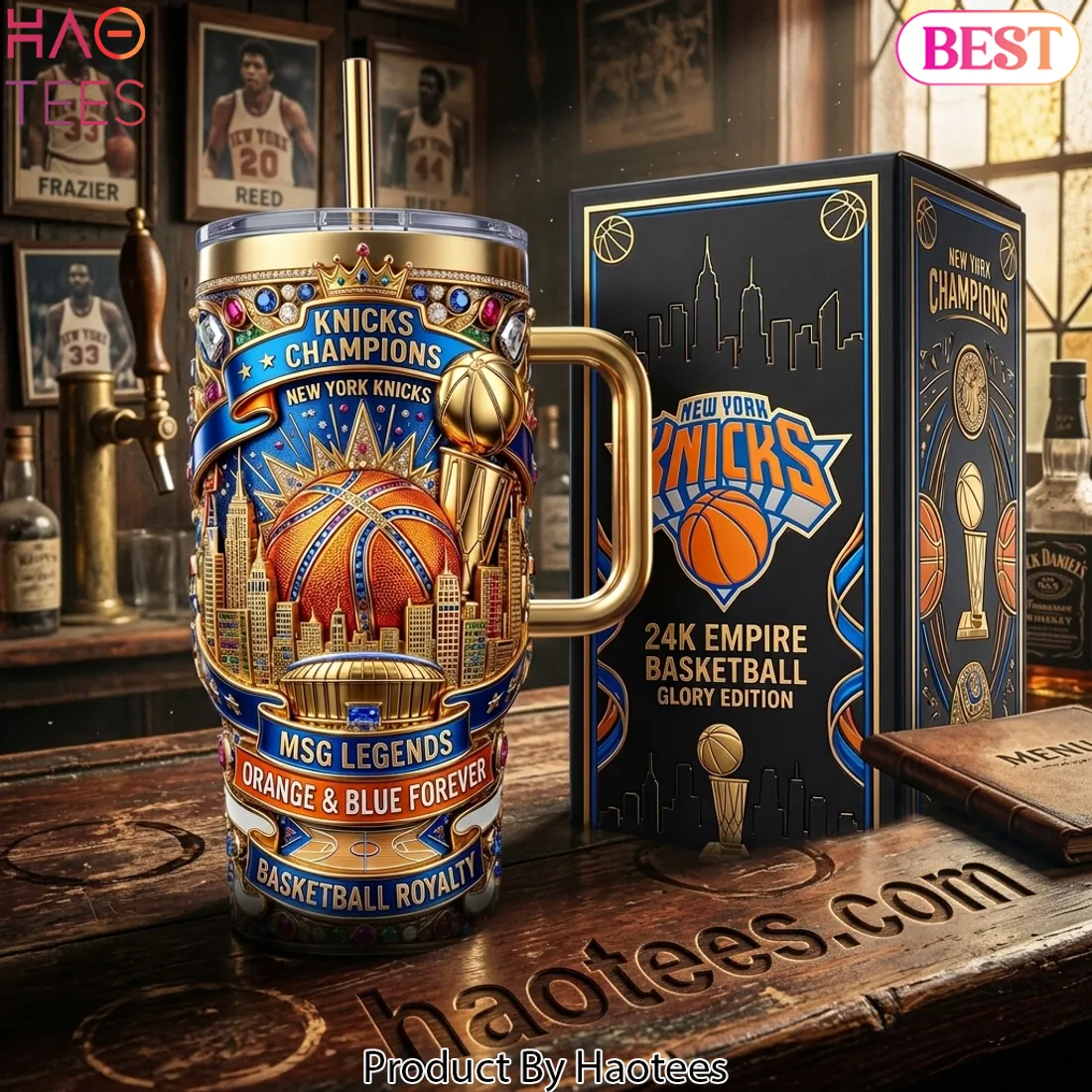 New York Knicks Champions 24K Empire Glory Edition Luxury 3D 40oz Tumbler With Handle