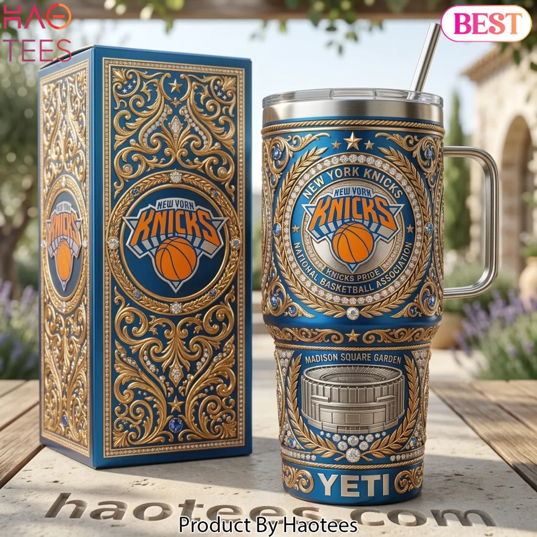 New York Knicks Madison Square Garden Luxury Gold 40oz Tumbler with Lid and Straw