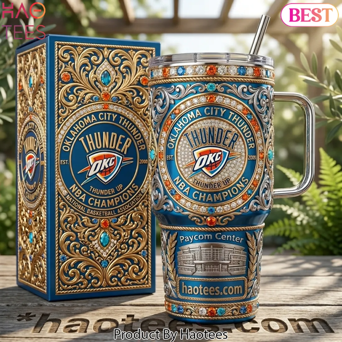 Oklahoma City Thunder NBA Champions Luxury Jeweled 40oz Tumbler with Lid and Straw