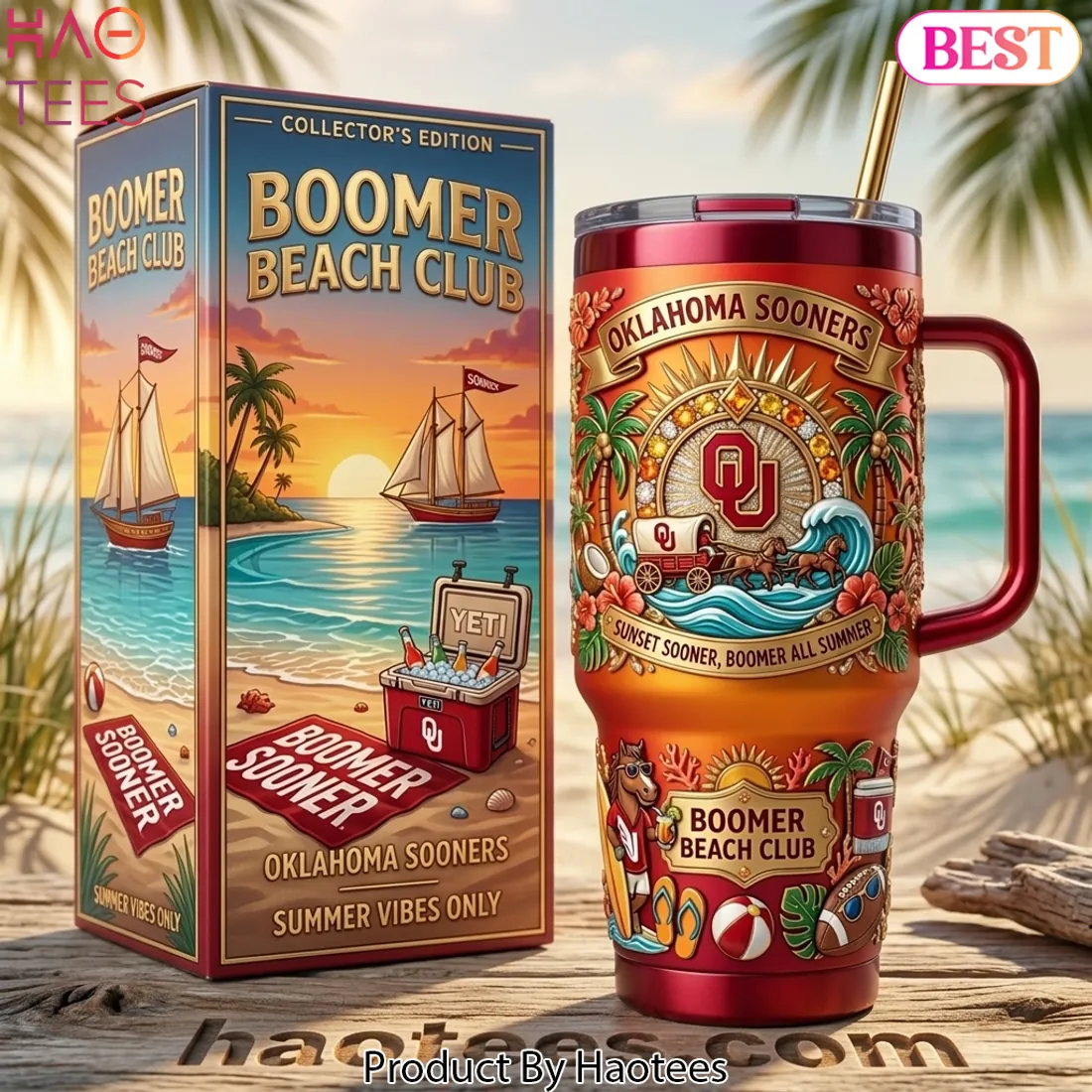 Oklahoma Sooners Boomer Beach Club Collector's Edition 40oz Tumbler With Handle