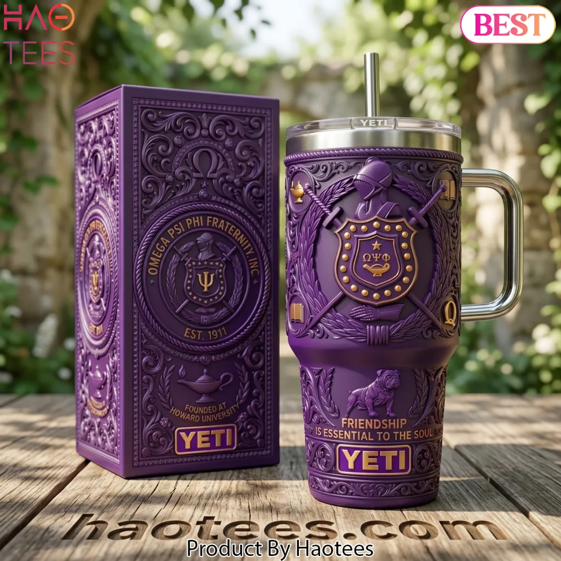Omega Psi Phi Fraternity Est 1911 Friendship Is Essential 3D Embossed Handle Tumbler