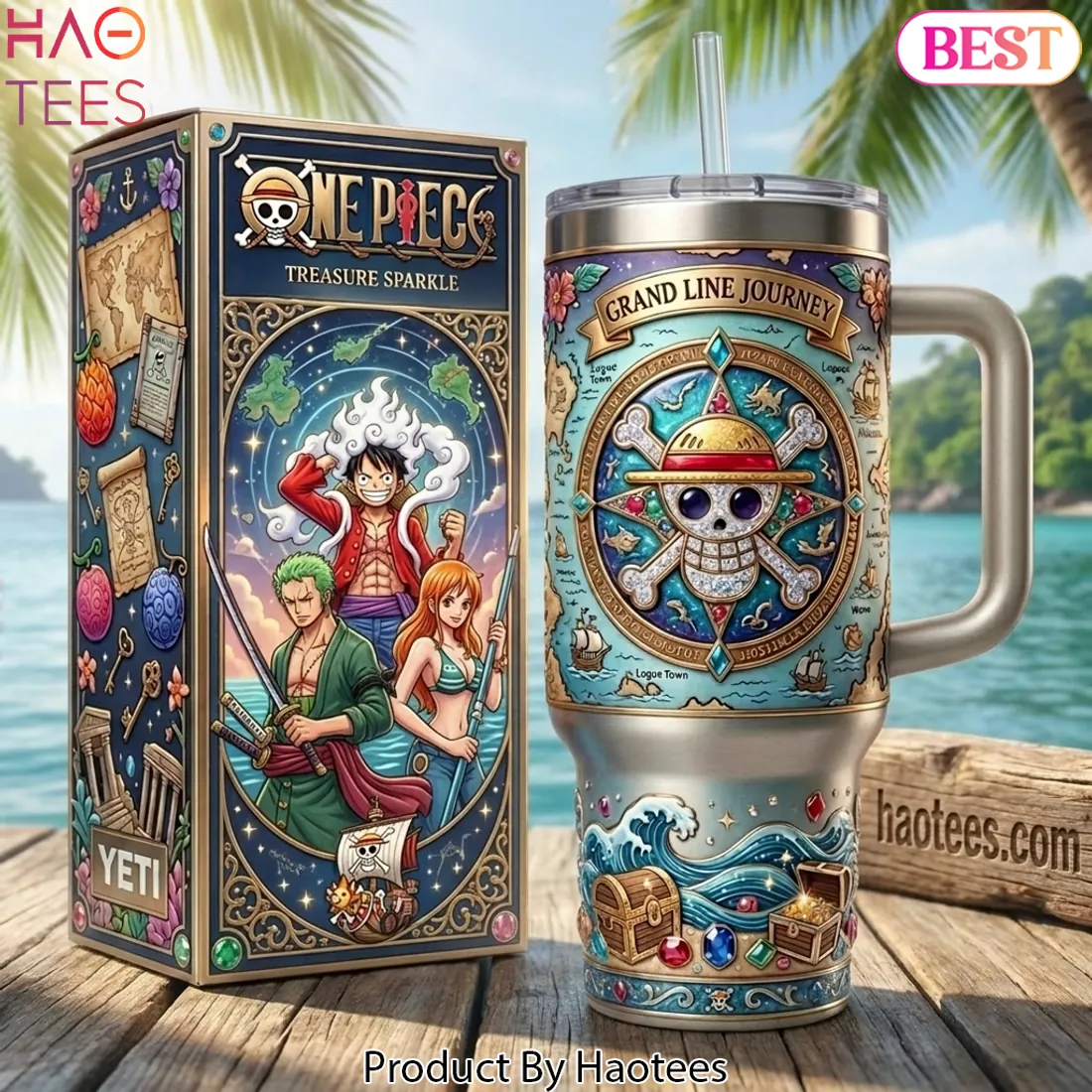 One Piece Grand Line Journey Premium Insulated 40oz Tumbler With Handle One Piece Grand Line Journey Premium Insulated 40oz Tumbler With Handle