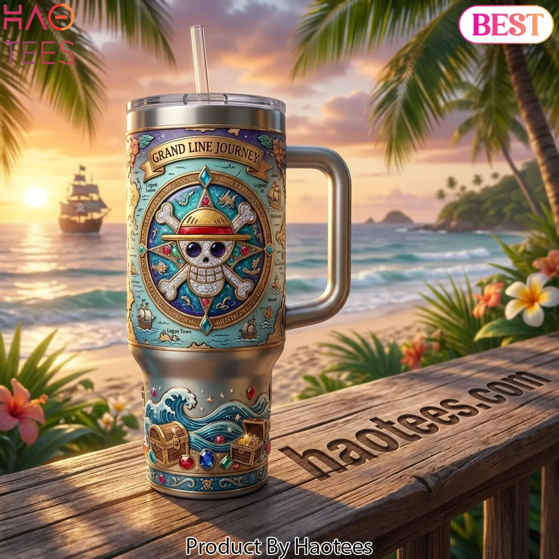 One Piece Grand Line Journey Premium Insulated 40oz Tumbler With Handle One Piece Grand Line Journey Premium Insulated 40oz Tumbler With Handle