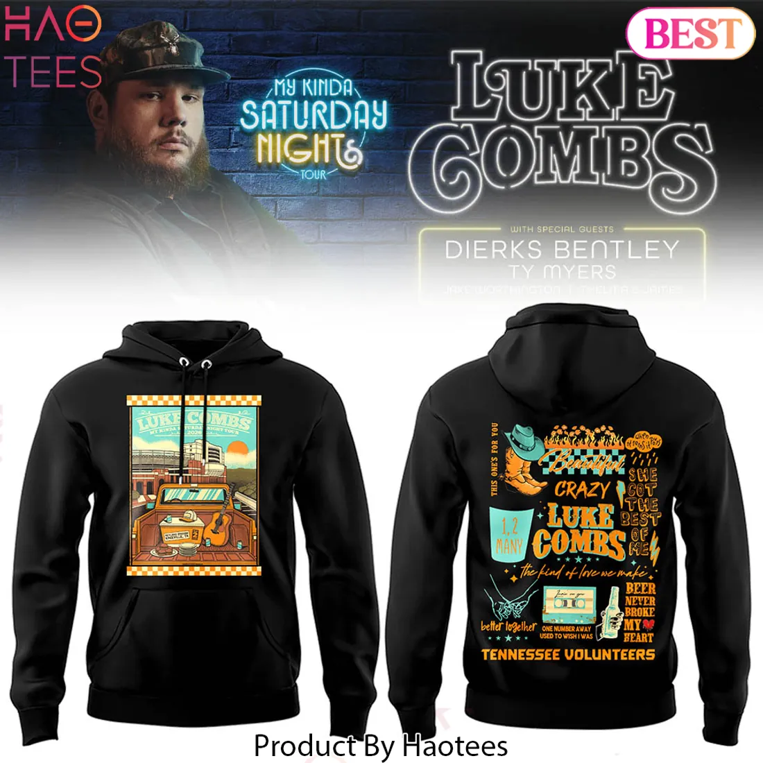 Luke Combs My Kinda Saturday Night Tour Neyland Stadium Hoodie Luke Combs My Kinda Saturday Night Tour Neyland Stadium Hoodie